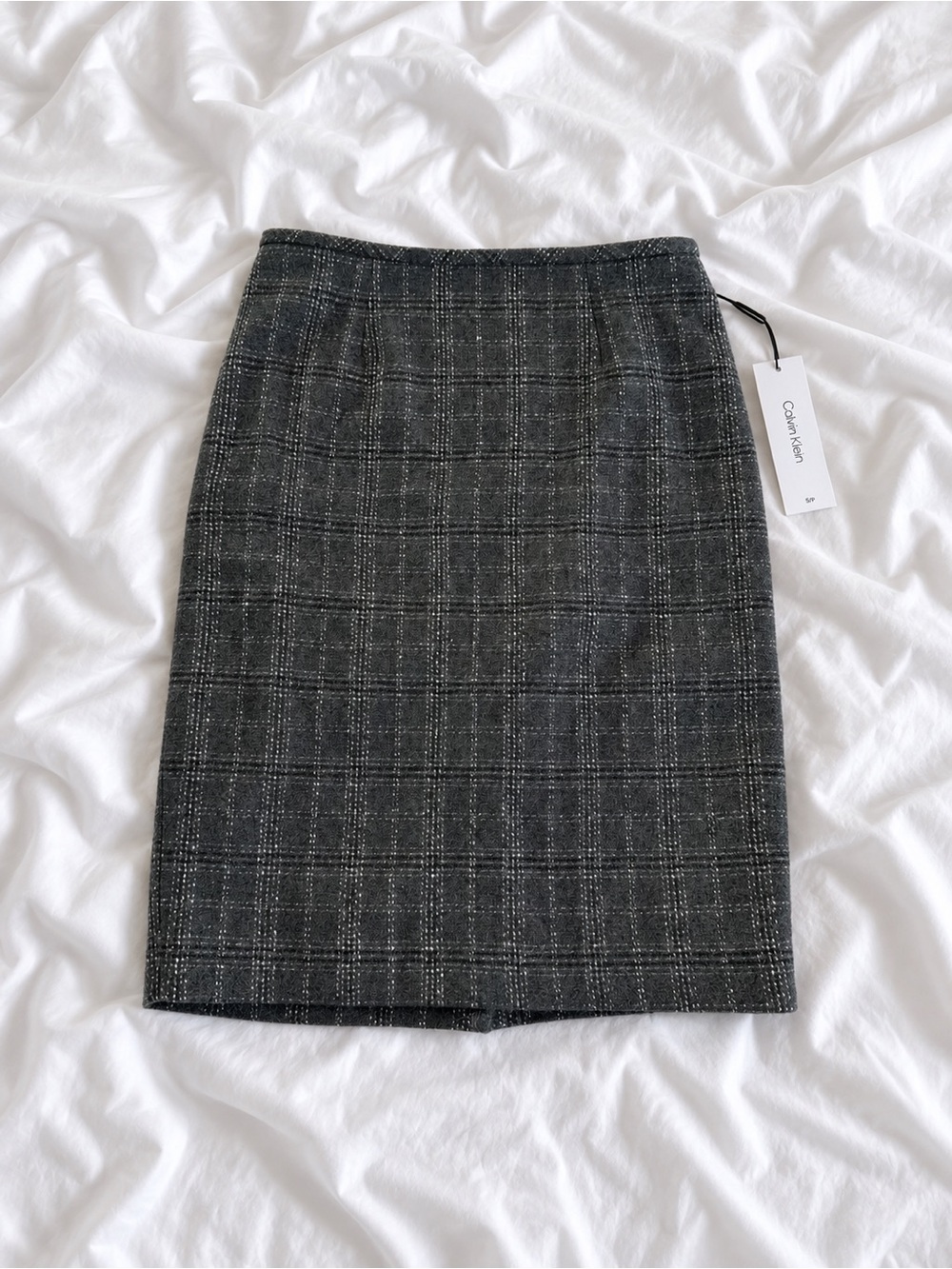 Calvin Klein Gray Plaid Pencil Skirt